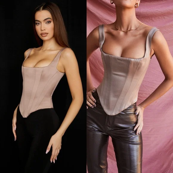 rafa satin longline corset top